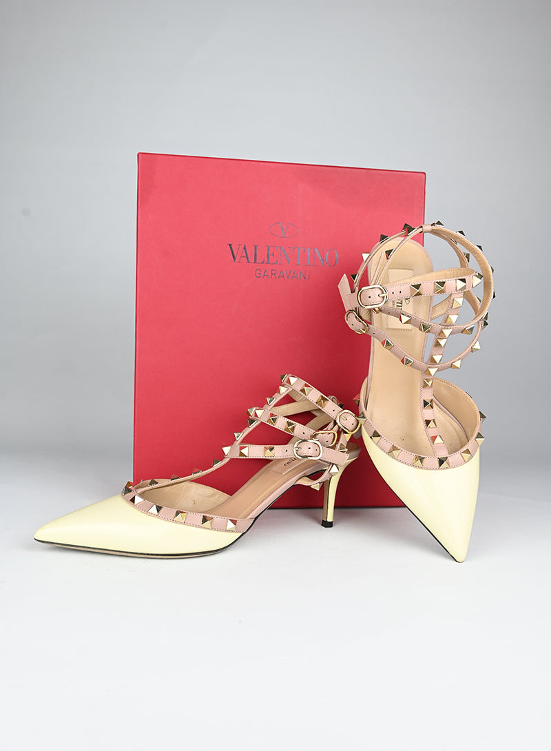 Valentino Décolleté Rockstud in pelle panna - N. 38 ½