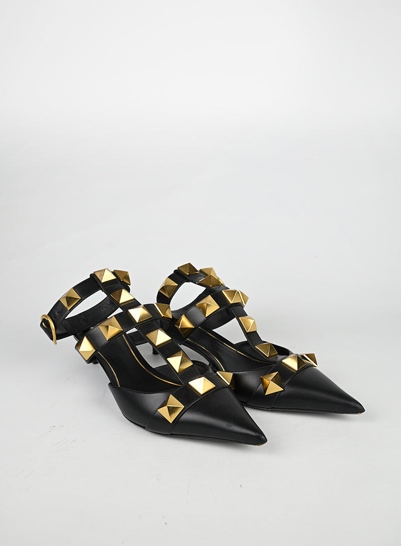Valentino Sandali Roman Studs in pelle nera - N. 40