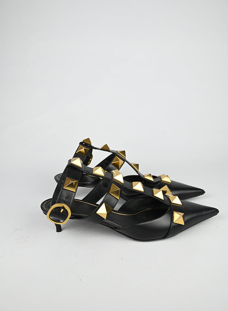 Valentino Sandali Roman Studs in pelle nera - N. 40