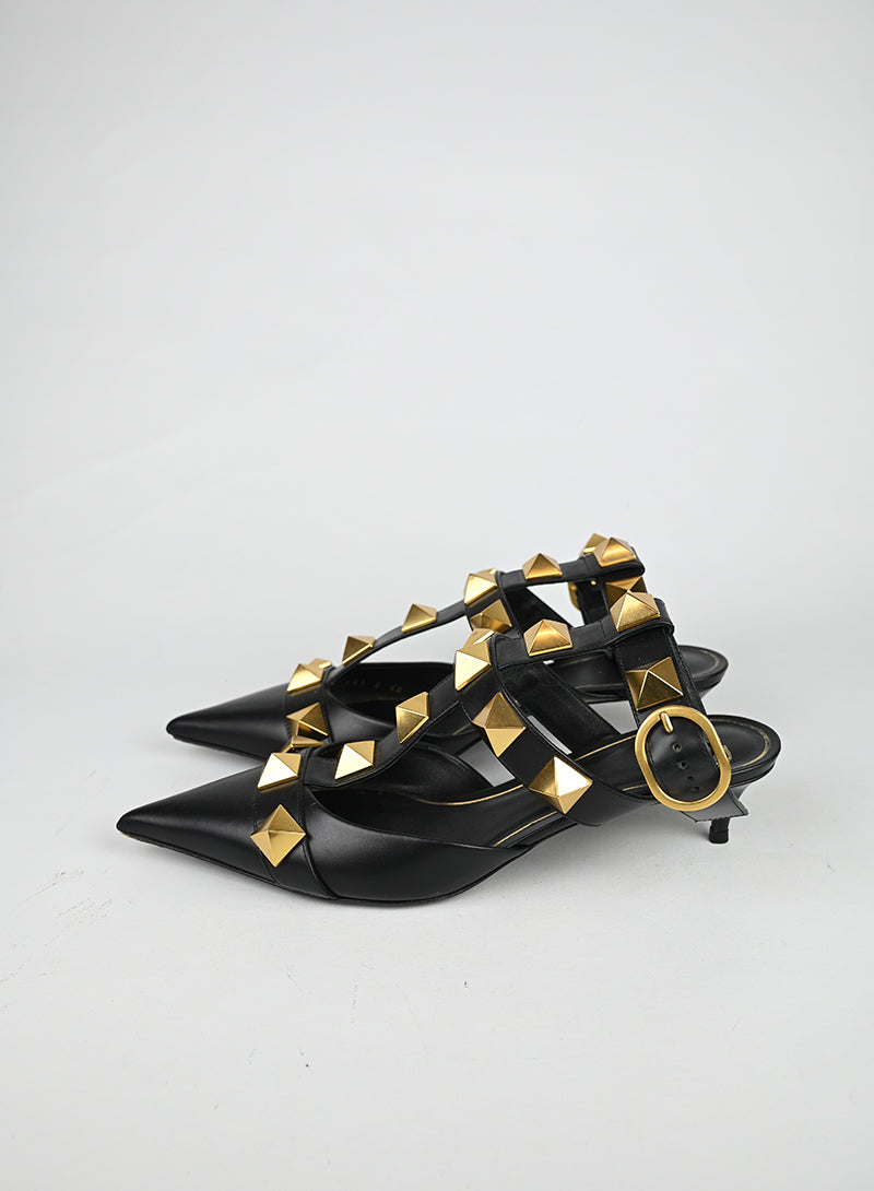Valentino Sandali Roman Studs in pelle nera - N. 40