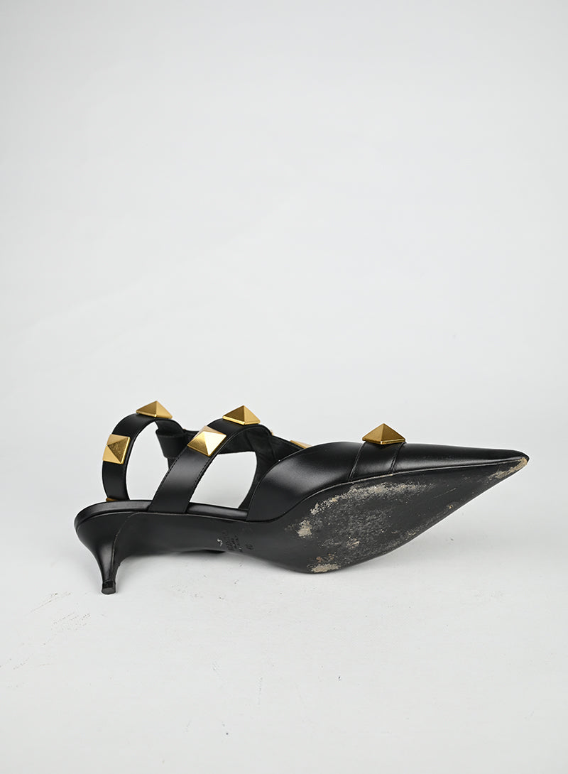 Valentino Sandali Roman Studs in pelle nera - N. 40