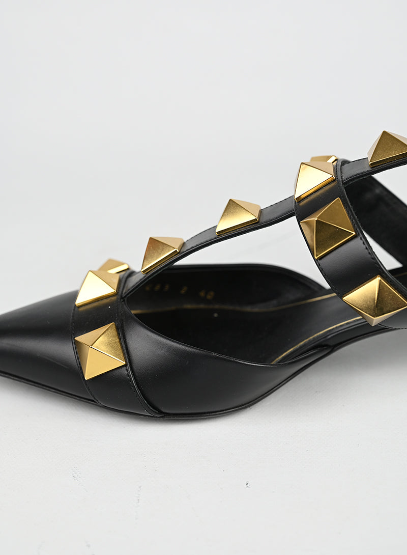 Valentino Sandali Roman Studs in pelle nera - N. 40
