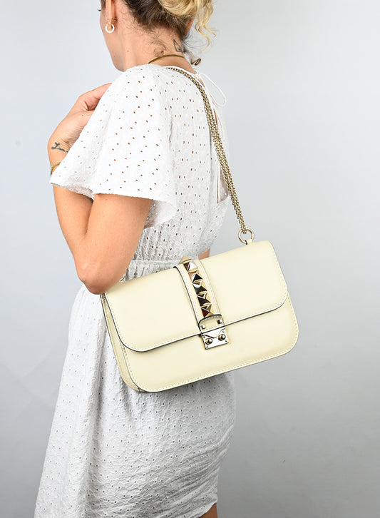 Valentino Borsa Rockstud in pelle burro