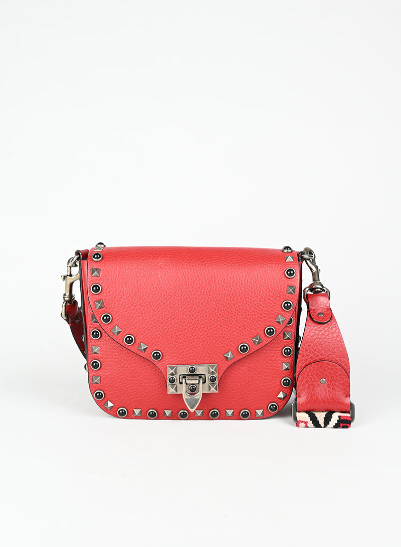 Valentino Borsa Guitar Rockstud in pelle rossa