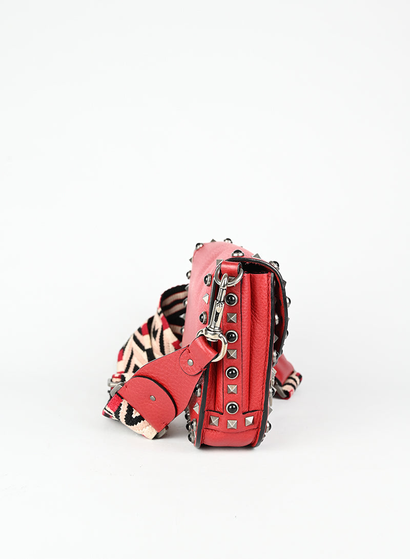 Valentino Borsa Guitar Rockstud in pelle rossa