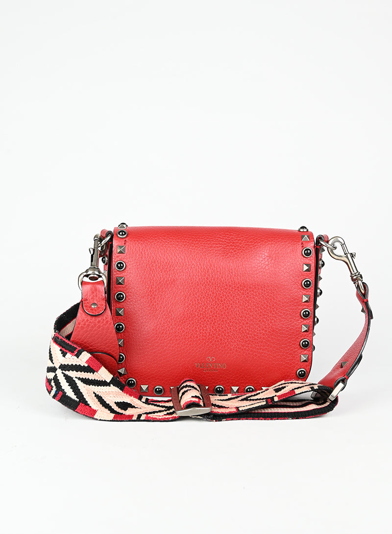 Valentino Borsa Guitar Rockstud in pelle rossa