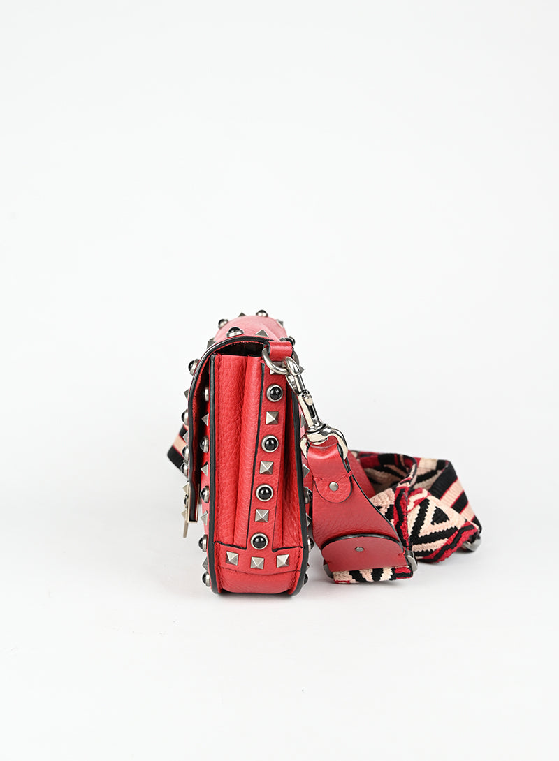 Valentino Borsa Guitar Rockstud in pelle rossa
