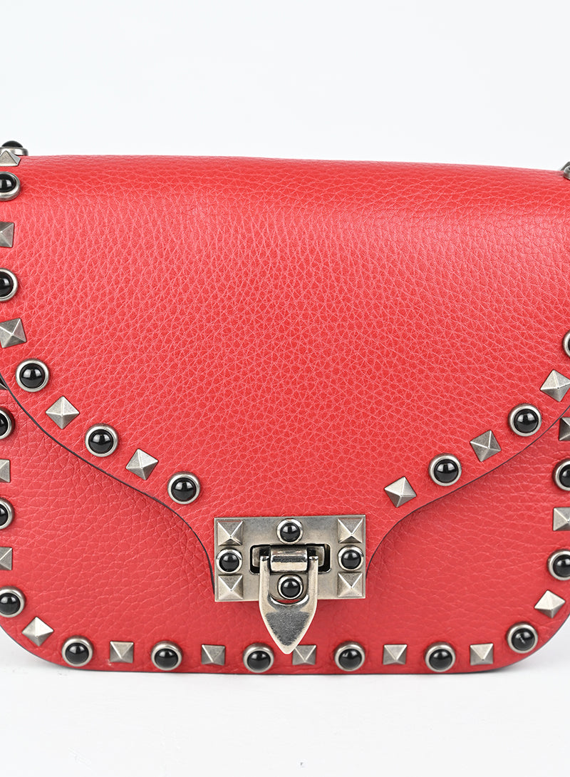 Valentino Borsa Guitar Rockstud in pelle rossa