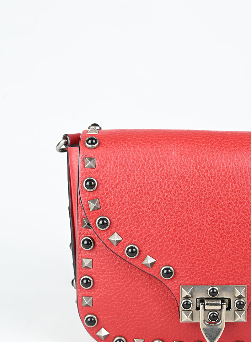 Valentino Borsa Guitar Rockstud in pelle rossa