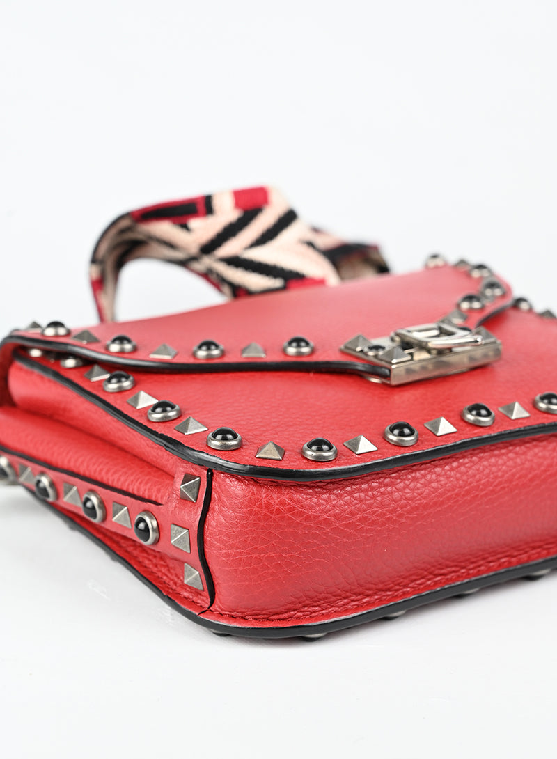 Valentino Borsa Guitar Rockstud in pelle rossa