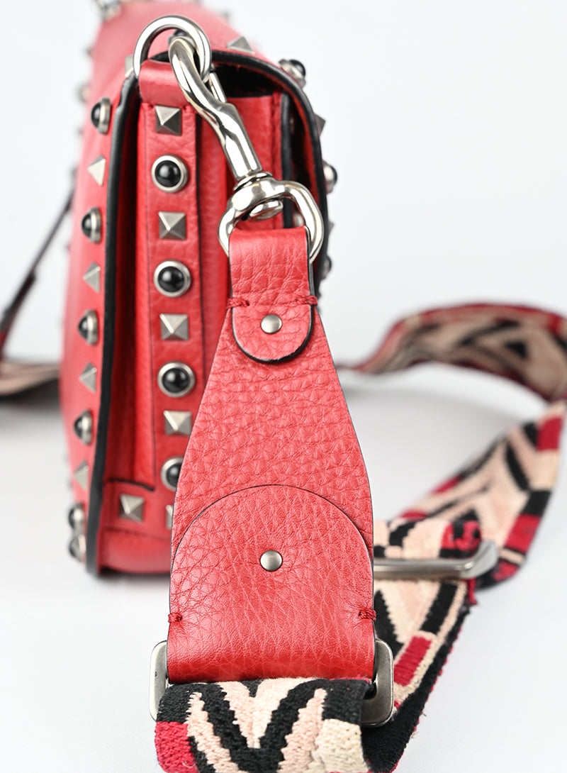 Valentino Borsa Guitar Rockstud in pelle rossa