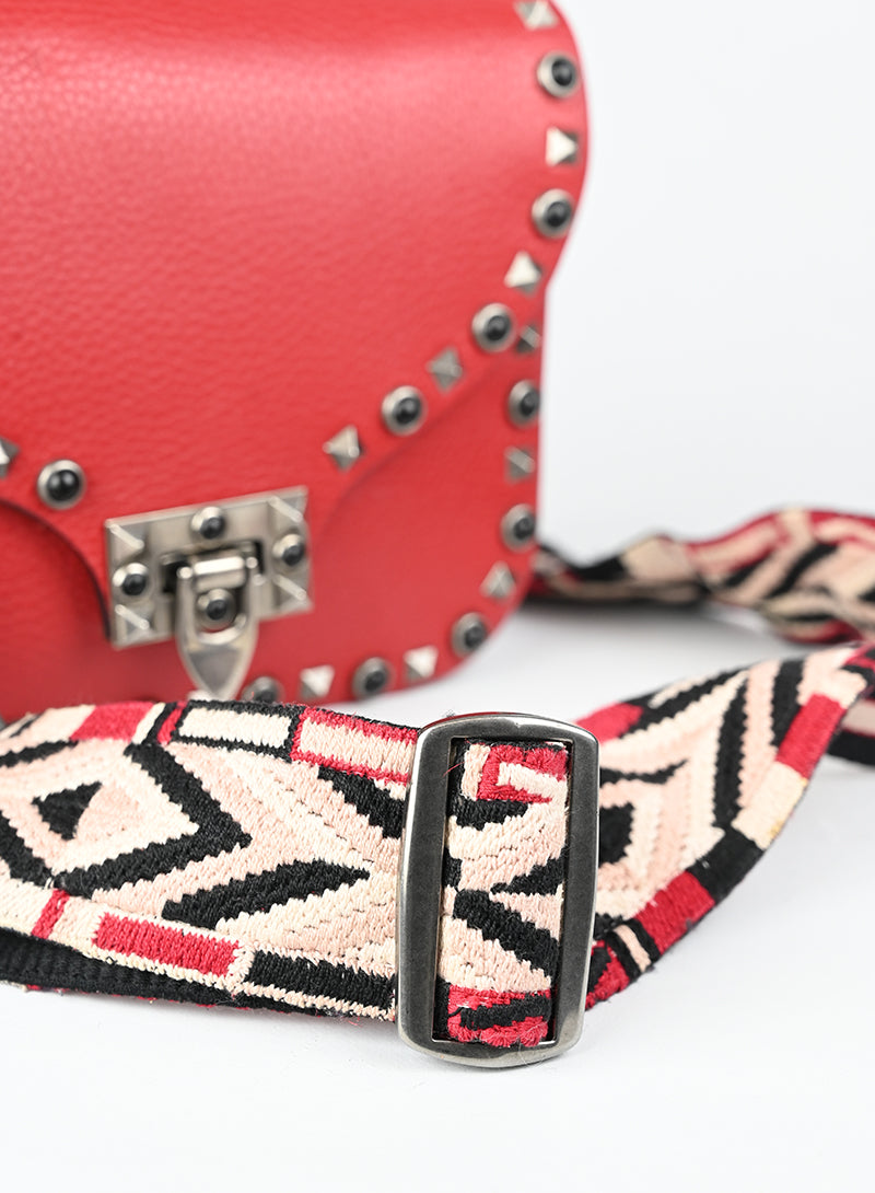 Valentino Borsa Guitar Rockstud in pelle rossa