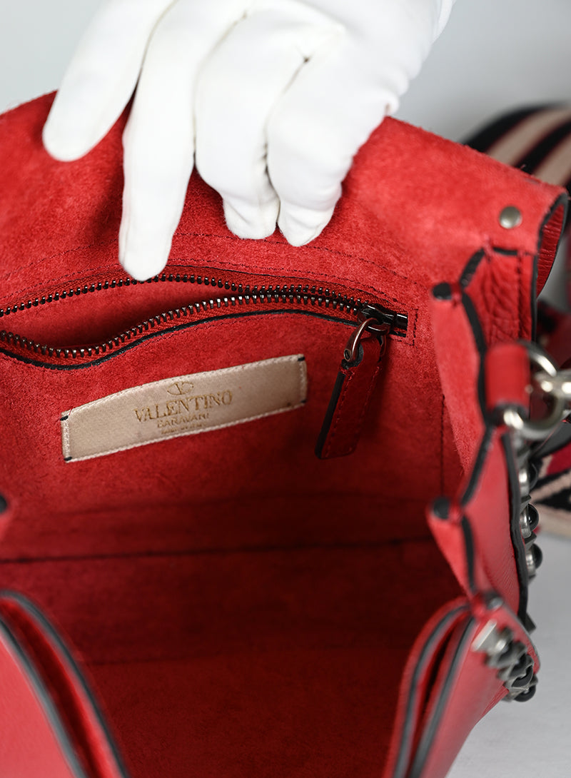 Valentino Borsa Guitar Rockstud in pelle rossa