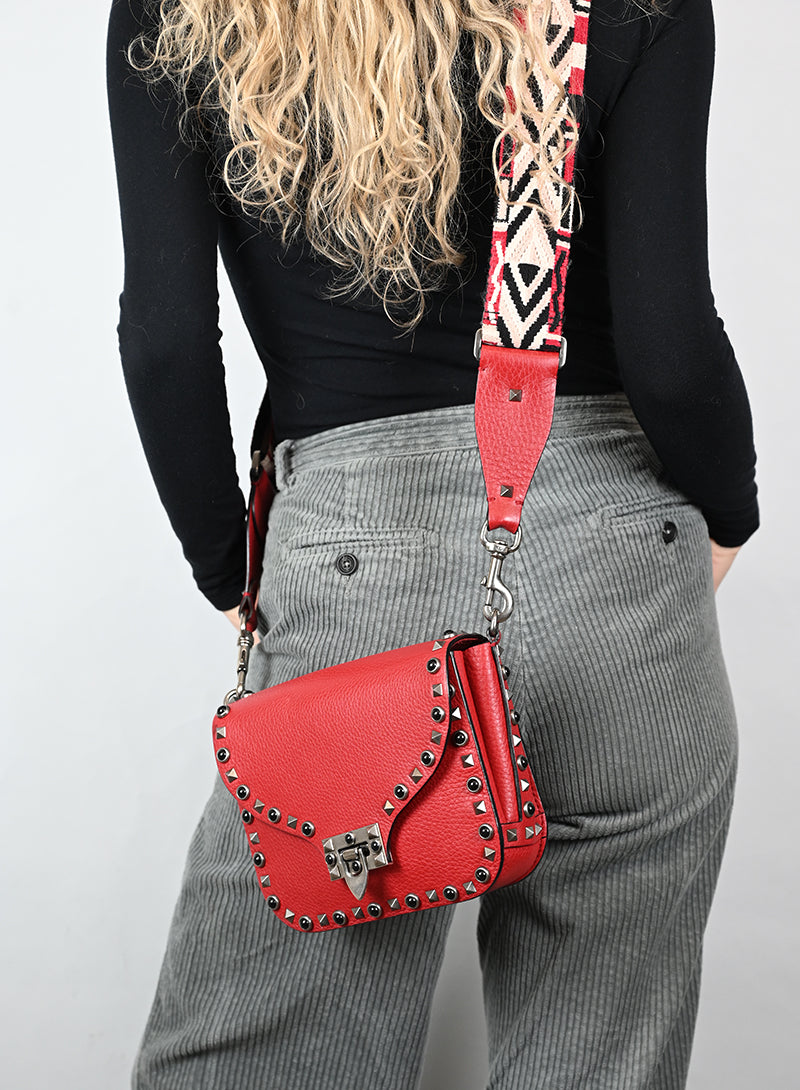 Valentino Borsa Guitar Rockstud in pelle rossa