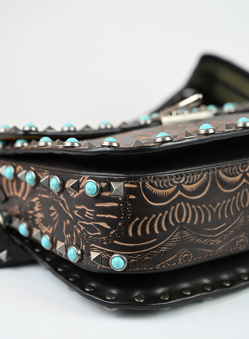 Valentino Borsa Guitar Rockstad in pelle marrone