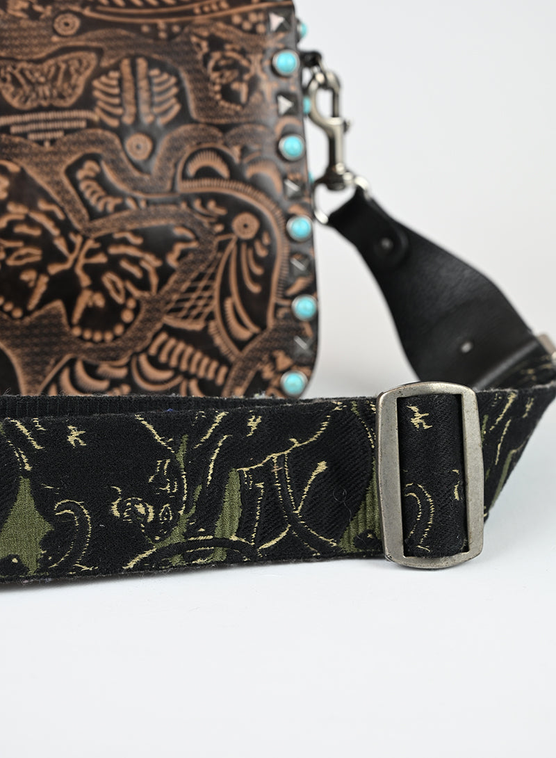 Valentino Borsa Guitar Rockstad in pelle marrone