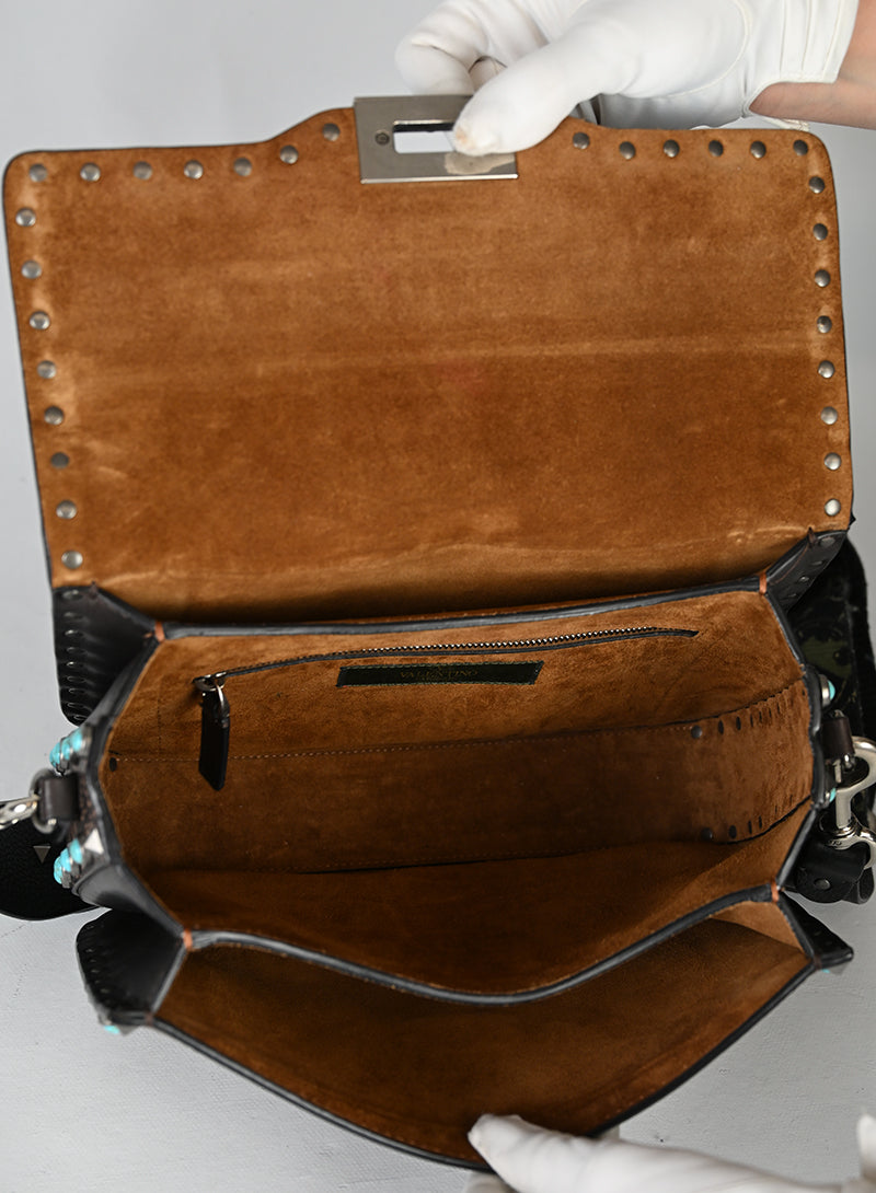 Valentino Borsa Guitar Rockstad in pelle marrone
