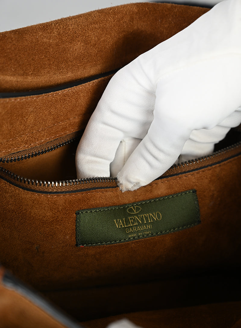 Valentino Borsa Guitar Rockstad in pelle marrone