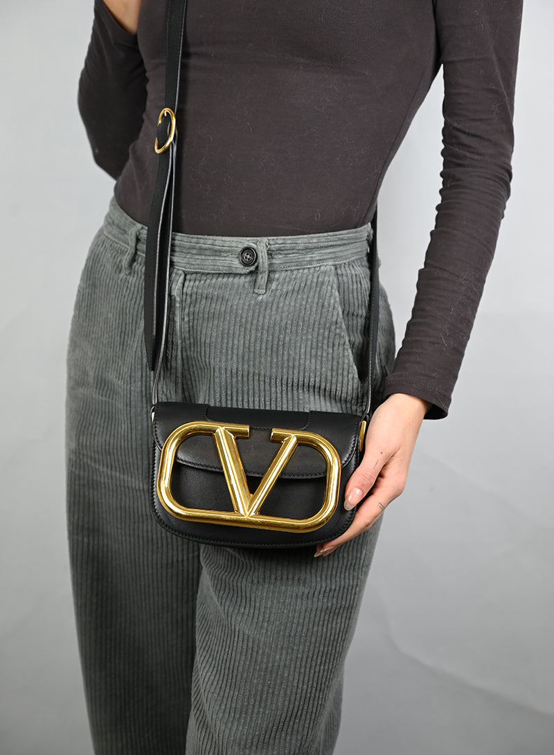 Valentino Borsa Supervee in pelle nera
