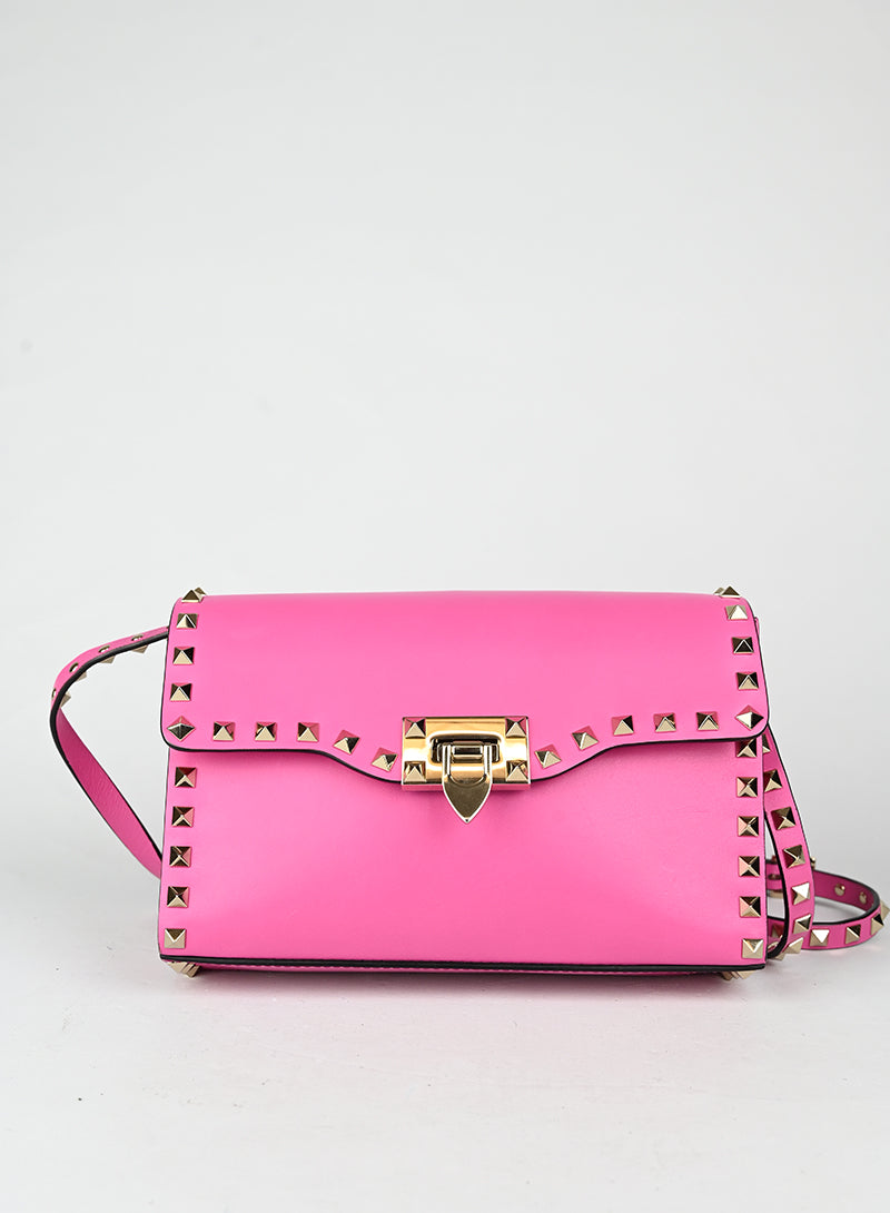Valentino Borsa Rockstud in pelle rosa