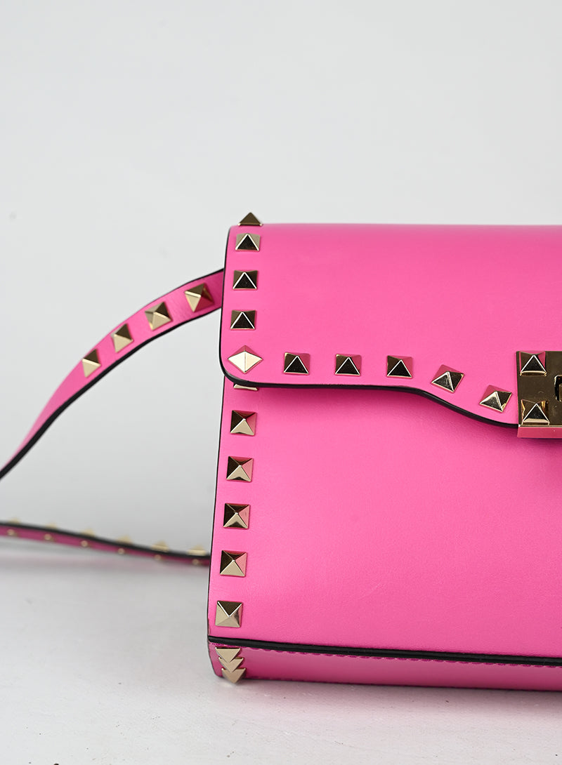 Valentino Borsa Rockstud in pelle rosa