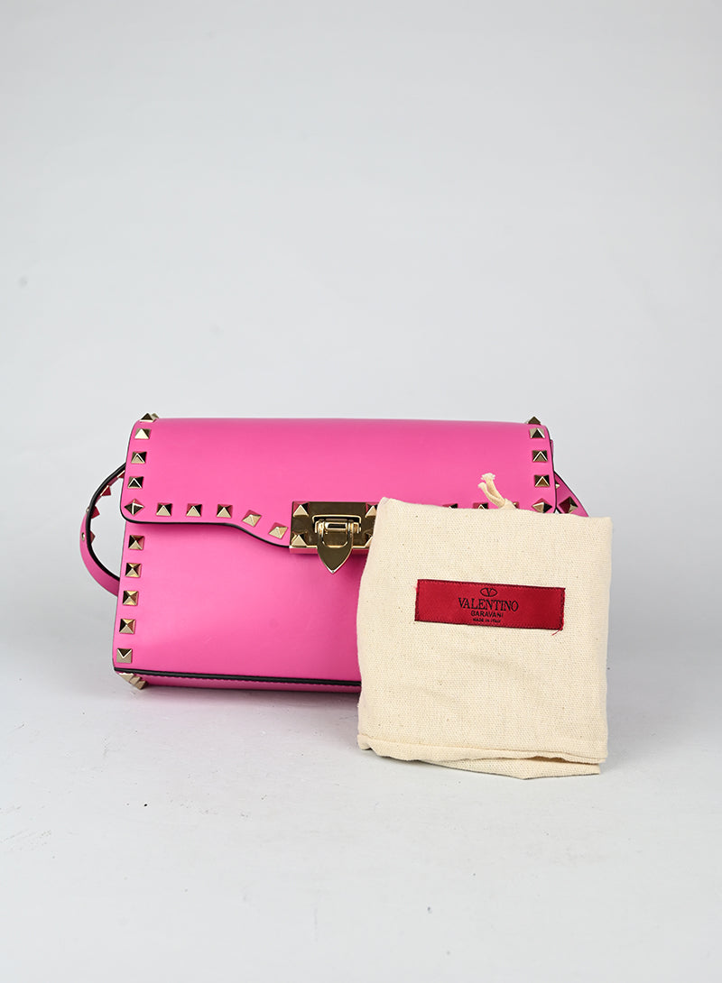 Valentino Borsa Rockstud in pelle rosa