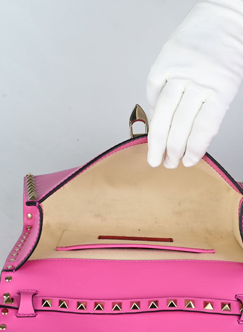 Valentino Borsa Rockstud in pelle rosa