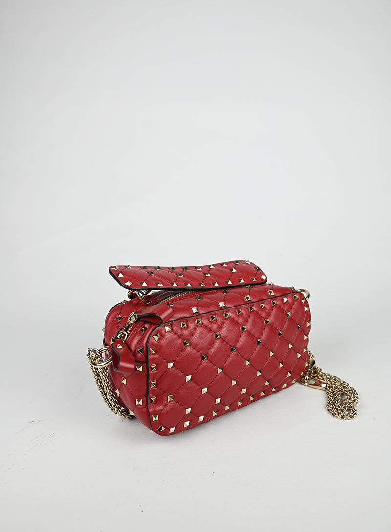 Valentino Borsa Spike in pelle rossa