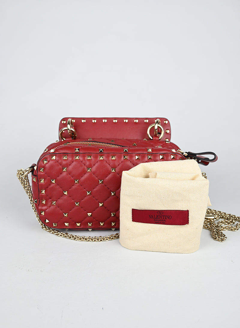 Valentino Borsa Spike in pelle rossa