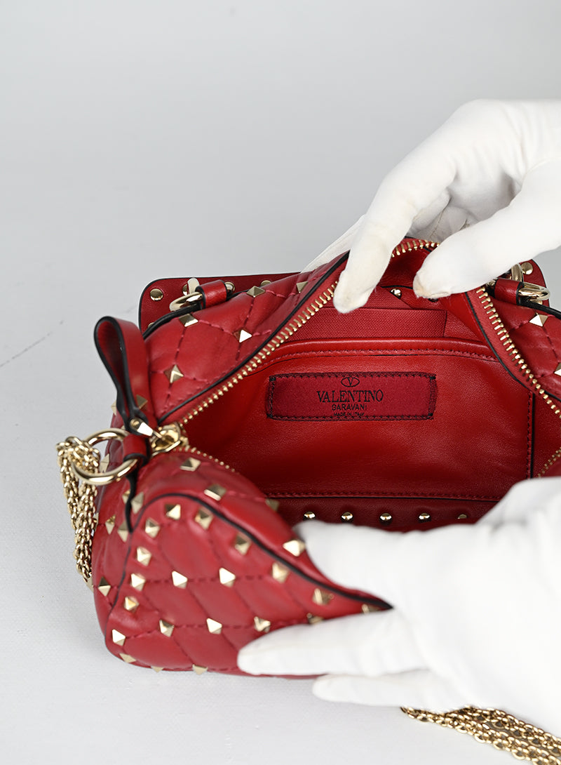 Valentino Borsa Spike in pelle rossa