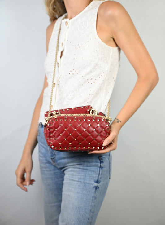 Valentino Borsa Spike in pelle rossa