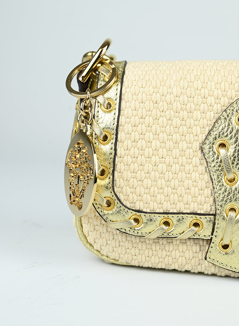 Versace Borsa a spalla in Tricot panna