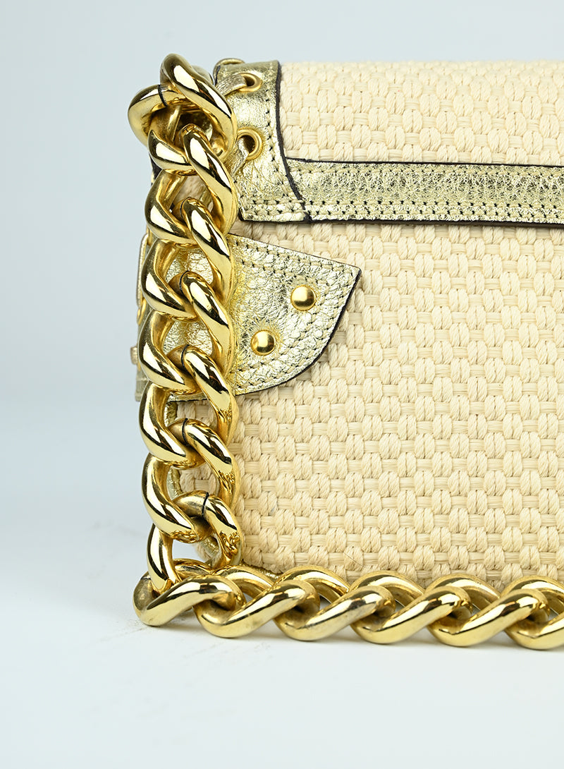 Versace Borsa a spalla in Tricot panna