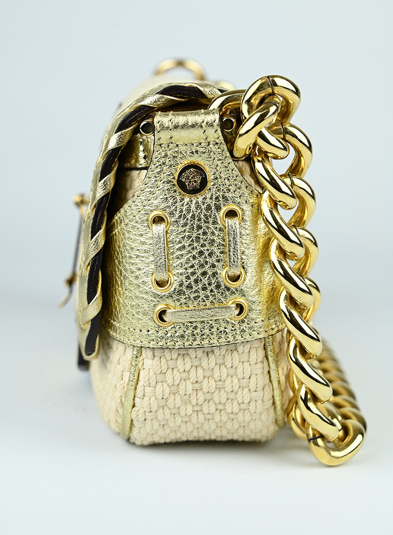 Versace Borsa a spalla in Tricot panna