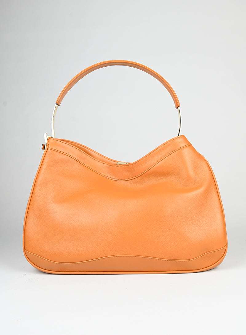 Versace Borsa semi hobo in pelle arancio -  lesleyluxuryvintage