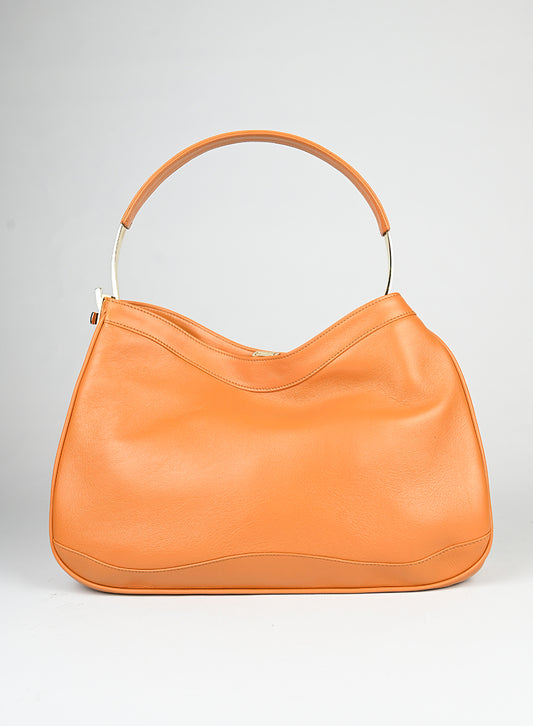 Versace Borsa semi hobo in pelle arancio -  lesleyluxuryvintage