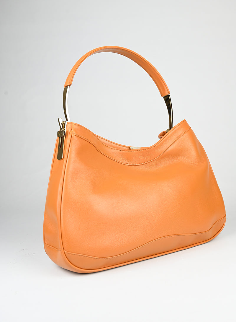 Versace Borsa semi hobo in pelle arancio -  lesleyluxuryvintage