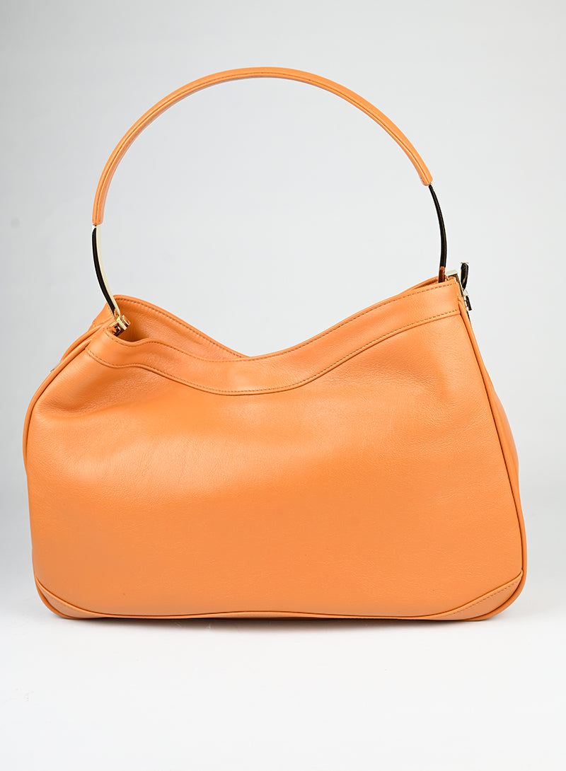 Versace Borsa semi hobo in pelle arancio -  lesleyluxuryvintage