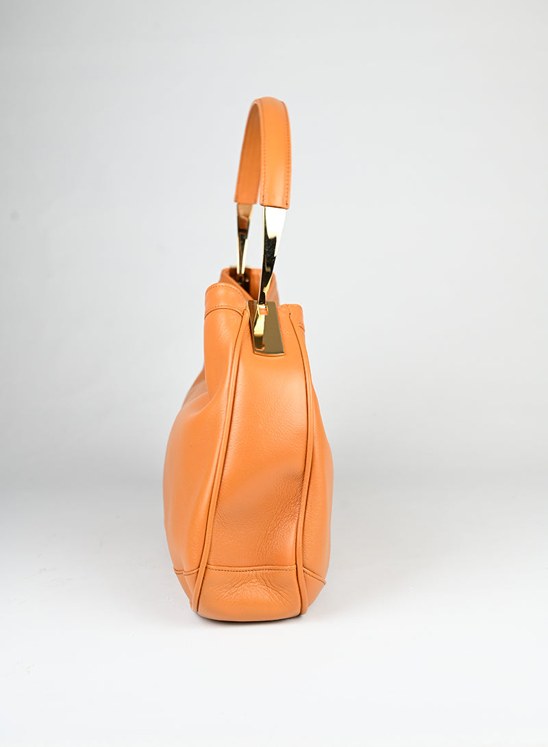 Versace Borsa semi hobo in pelle arancio -  lesleyluxuryvintage