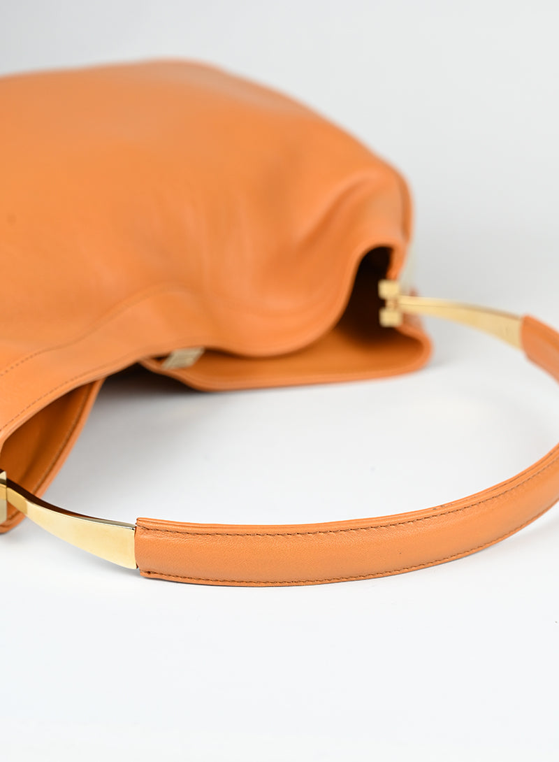 Versace Borsa semi hobo in pelle arancio -  lesleyluxuryvintage