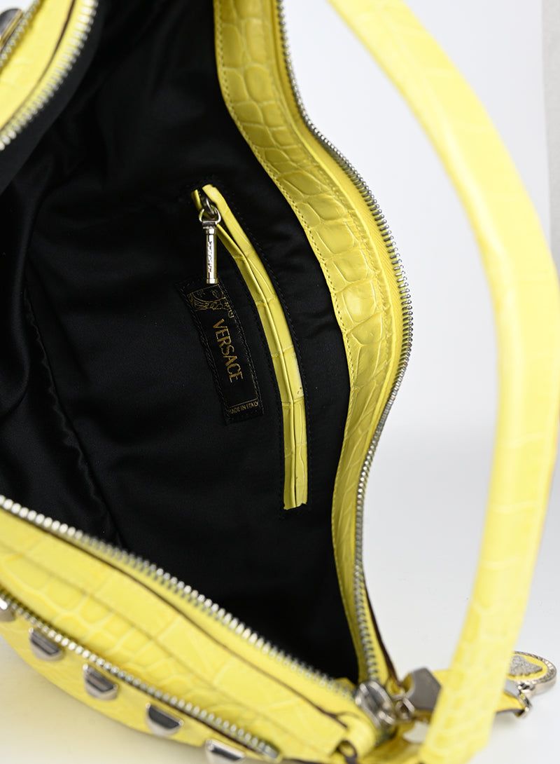 Versace Borsa con borchie gialla