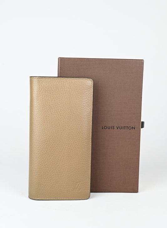 Louis Vuitton Portafogli Brazza in pelle beige