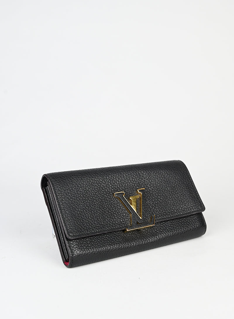 Louis Vuitton Portafogli Capucine in pelle nera