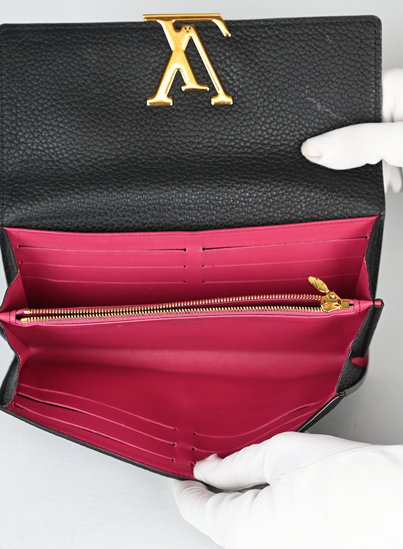 Louis Vuitton Portafogli Capucine in pelle nera