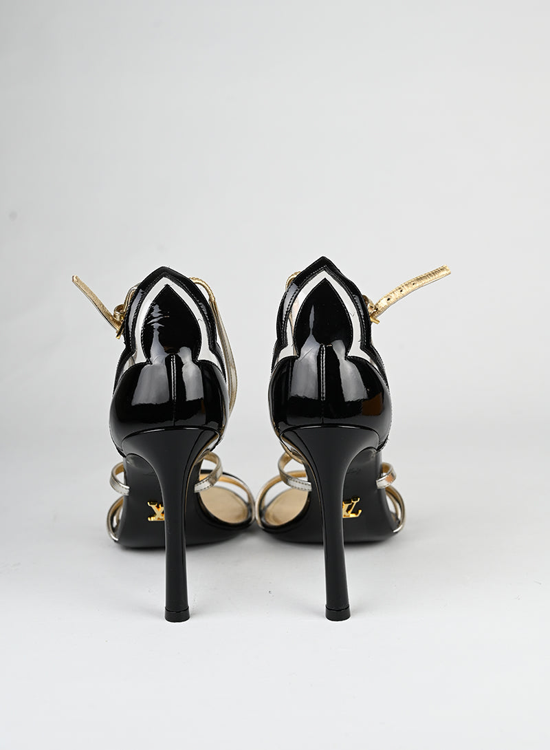 Louis Vuitton Sandali in vernis neri - N. 39 -  lesleyluxuryvintage