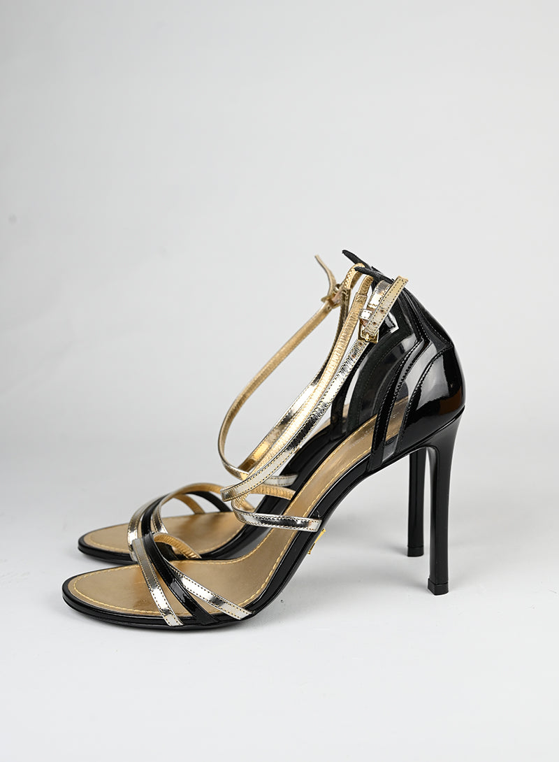 Louis Vuitton Sandali in vernis neri - N. 39 -  lesleyluxuryvintage