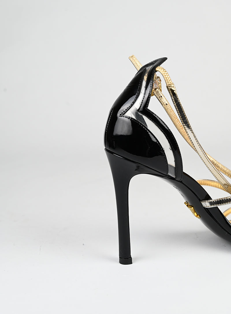 Louis Vuitton Sandali in vernis neri - N. 39 -  lesleyluxuryvintage