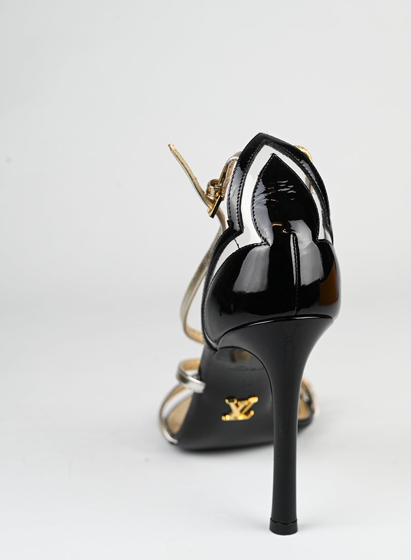 Louis Vuitton Sandali in vernis neri - N. 39 -  lesleyluxuryvintage