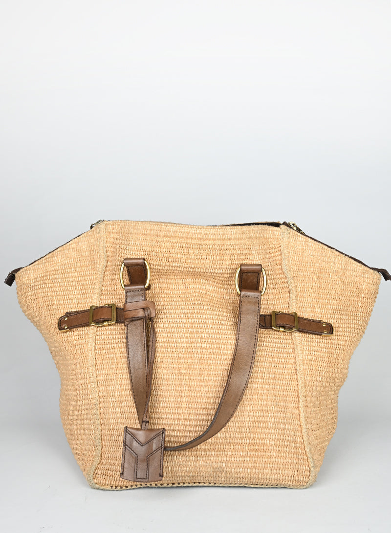 Saint Laurent Borsa Downtown in rafia beige