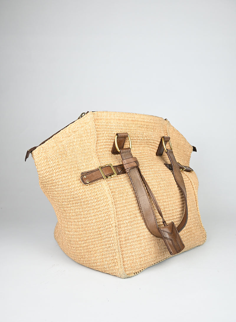 Saint Laurent Borsa Downtown in rafia beige